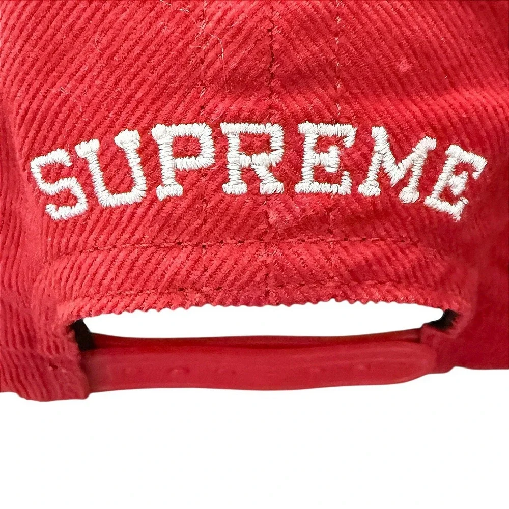 Supreme Champion Corduroy 5 Panel Red Snapback Hat Made in USA Season SS17